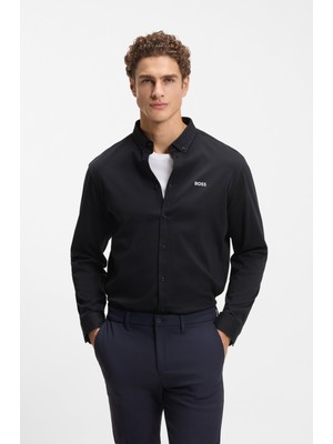 Boss Erkek Normal Kesim Kırışımaya Dayanıklı Esnek Pamuklu Kumaş Uzun Kollu Lacivert Gömlek 50555946-402