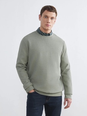 LC Waikiki Yeşil Bisiklet Yaka Erkek Sweatshirt