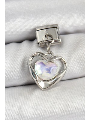 Prativas 316L Çelik Sallantılı Zirkon Taşlı Kalp Model Gümüş Renk Nomination Charm – PRT3500EB06606