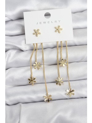 Prativas Papatya Model Gold Renk Pirinç Sallantılı Kadın Küpe – PRT3500EB09713