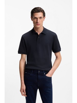 Boss Erkek Normal Kalıp Logo Işlemeli Kısa Kollu Lacivert Polo Yaka T-Shirt 50553564-404