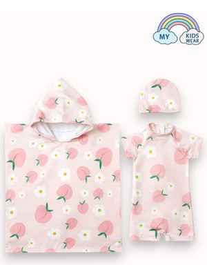 My Kids Wear Kız Çocuk Deniz Kombini 3’lü Set – Mayo, Havlu ve Bone 12583