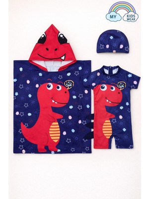 My Kids Wear Erkek Çocuk Deniz Kombini 3’lü Set – Mayo, Havlu ve Bone 12579