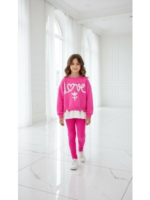 Harby Pembe Çocuk Taytlı Ikili Takım