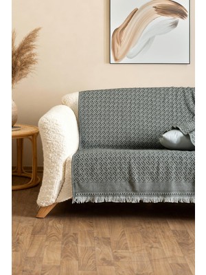 Soley Serge | Jakarlı Saçaklı Koltuk Örtüsü | 170X205 cm