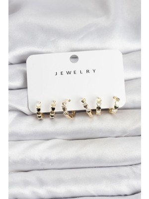 Prativas Gold Renk Pirinç Minimal Kalp Detaylı Kadın Küpe Seti – PRT3500EB09830