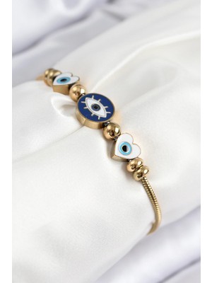 Prativas 316L Çelik Göz Charm Model Gold Renk Kadın Bileklik – PRT3500EB08727
