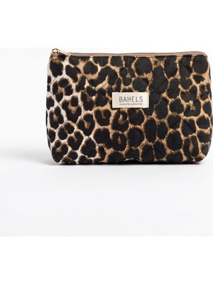 Bahels Leopar Makyaj Çantası Şık Tasarım ve Geniş Hacim
