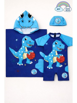 My Kids Wear Erkek Çocuk Deniz Kombini 3’lü Set – Mayo, Havlu ve Bone 12575