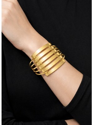 Kızılay Kuyumcusu 14 Ayar Altın 6 Sıralı Kaburga Kelepçe Bilezik 21.90 gr