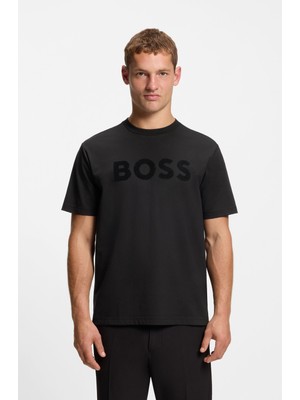 Boss Erkek Rahat Kesim Yuvarlak Yakalı Esnek Pamuklu Kısa Kollu Siyah T-Shirt 50553636-001