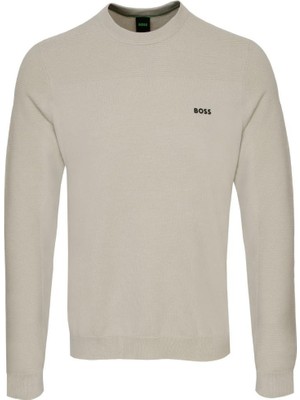 Boss Erkek Normal Kalıp Yuvarlak Yakalı Nefes Alabilen Yün Içerikli Uzun Kollu Bej Kazak 50547507-272
