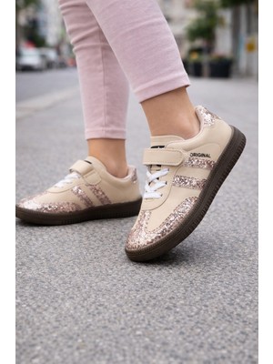 Minibonito Kız Çocuk Beyaz Sim Detaylı Spor Ayakkabı (Cırt Cırtlı)