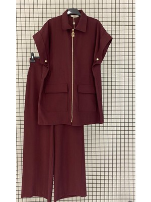 Armine Trend Yeni Sezon Keten Kumaş Sırt Detaylı Yazlık Spor Takım 6127