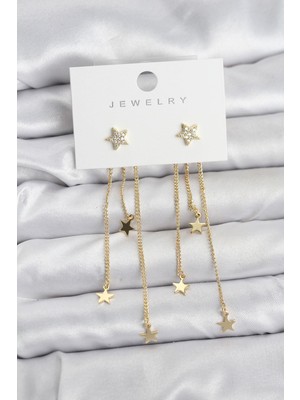 Prativas Yıldız Model Gold Renk Pirinç Sallantılı Kadın Küpe – PRT3500EB09709