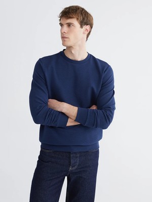 LC Waikiki Indigo Bisiklet Yaka Erkek Sweatshirt