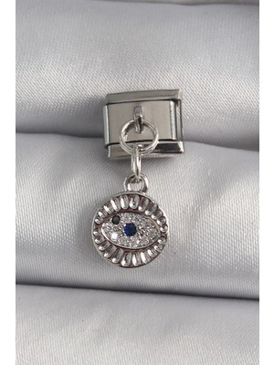 Prativas 316L Çelik Gümüş Renk Sallantı Zirkon Taşlı Göz Model Nomination Charm – PRT3500EB03411