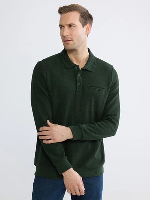 LC Waikiki Yeşil Polo Yaka Erkek Sweatshirt