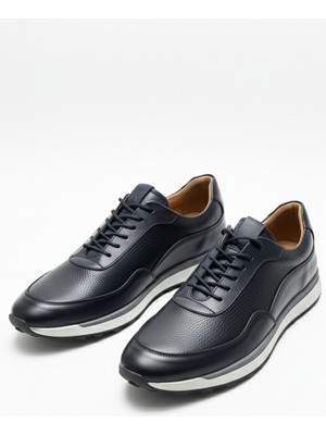 Lusive %100 Hakiki Deri Lacivert Bağcıklı Rahat Günlük Erkek Ayakkabı LUASS28AL0041