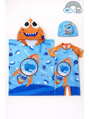 My Kids Wear Erkek Çocuk Deniz Kombini 3’lü Set – Mayo, Havlu ve Bone 12581