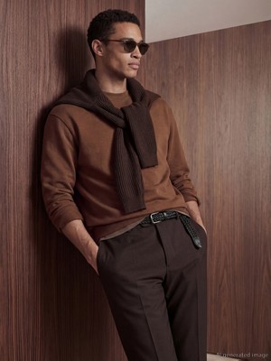 LC Waikiki Kahverengi Bisiklet Yaka Erkek Kalın Sweatshirt