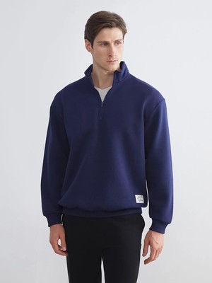 LC Waikiki Lacivert Fermuarlı Dik Yaka Erkek Sweatshirt