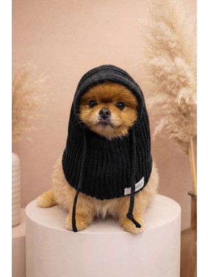 Bahels Dog Siyah Triko Örgü Balaclava Bere Şapka