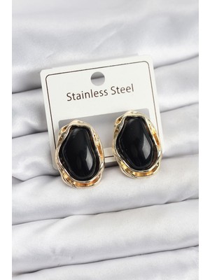 Prativas Siyah Damla Model Pirinç Vintage Kadın Küpe – PRT3500EB10040