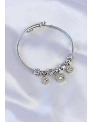 Prativas 316L Çelik Gümüş Renk Zirkon Taşlı Model Charm Bileklik – PRT3500EB01628