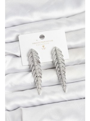 Prativas Pirinç Gümüş Renk Balık Sırtı Model Zirkon Taşlı Kadın Küpe – PRT3500EB09874