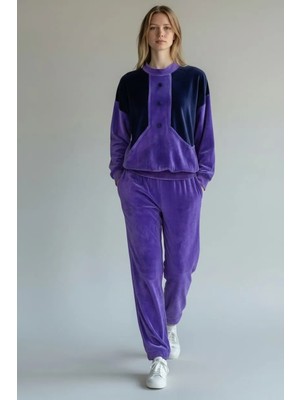 S&G Gelinlik Mor Kadife Eşofman Takımı