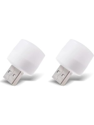 USB LED Küçük Beyaz Işık, USB Mini LED Lamba, Koridor, Tuvalet, Oturma Odası, Çocuk Odası Için Rehber Gece Aydınlatma Işığı (2 Adet)