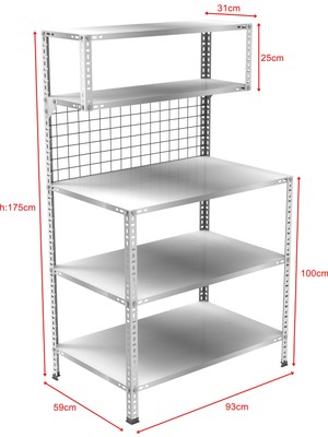 Rafburada 3 Katlı Paketleme Masası 59x93 cm - 2 Raflı Tel Kafesli , Atölye, Depo, Hobi Çalışma Masası