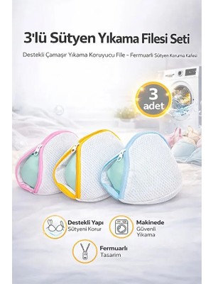 Mor Bebe 3 Adet Lüx Air Sütyen Yıkama Filesi I Iç Çamaşırı Yıkama Filesi ( Bütün Sütyenlere Uyumlu)