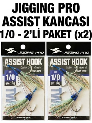 Fb Cup Jigging Pro Carbon Steel Assist Hook 1/0 Asist Iğnesi - 2 Paket Set (Toplam 4 Iğne)