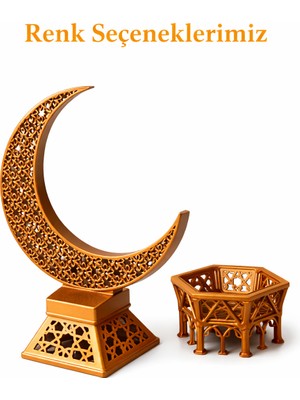 Yapı3D Dekoratif Hilal Ay Obje Masa Üstü | Ramazan & Islami Konsept Ay Süsü | Modern Ev Ofis Dekorasyonu Aksesuarı