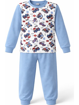 Remsa Erkek Çocuk Pamuklu Desenli Pijama Takımı 6068-20 Mavi
