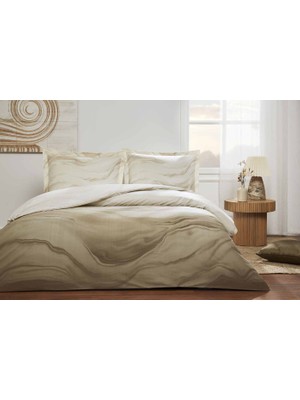 Özdilek Nevresim Takımı  Ranforce Tek Kişilik Krem Opal Waves