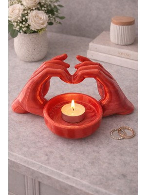 Elle Işlenmiş Kalp Figürlü Mumluk