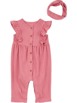 Carter's Kız Bebek Tulumlu Set  Yenidoğan-12 Ay Pembe