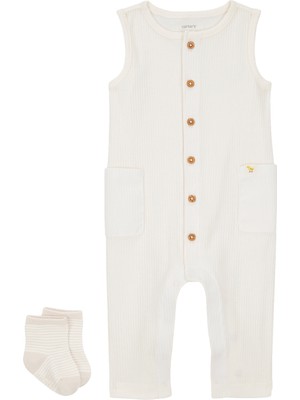 Carter's Bebek Tulumlu Set  Yenidoğan-12 Ay Ekru