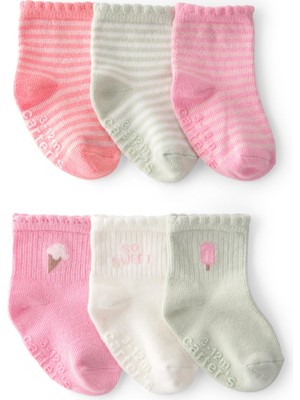 Carter's Kız Bebek 6lı Çorap Yenidoğan-24 Ay Çok Renkli