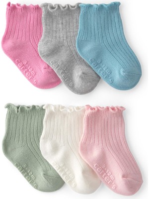 Carter's Kız Bebek 6lı Çorap 0-12 Ay Çok Renkli