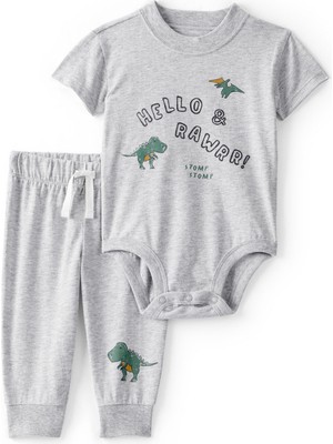 Carter's Erkek Bebek Body Pantolon Set 3 Ay-24 Ay Gri
