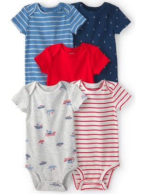 Carter's Erkek Bebek 5li Kısa Kollu Body Yenidoğan-24 Ay Çok Renkli