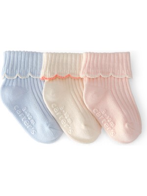 Carter's Kız Bebek 3lü Çorap Yenidoğan-24 Ay Çok Renkli