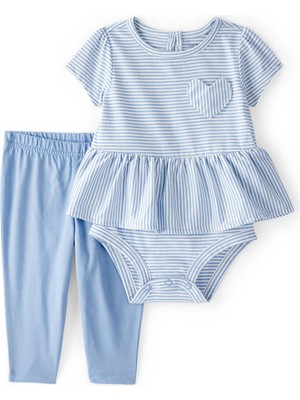 Carter's Kız Bebek Body Pantolon Set 3 Ay-24 Ay Mavi