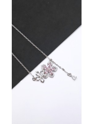 Serenity Geniş Çiçek Figürlü Çelik Kolye