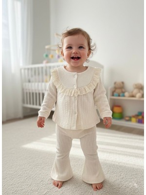 Butik Kız Bebek - Çocuk %100 Pamuklu Ispanyol Paça Alt - Üst 2'li Takım