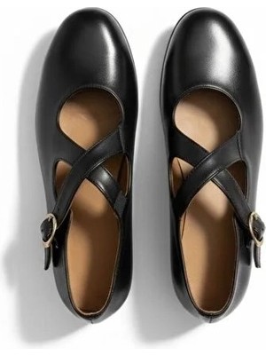 Ne&Ve Shoes Siyah Hakiki Deri Çapraz Bantlı Kadın Günlük Babet